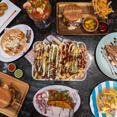 Assorted dishes on a table.