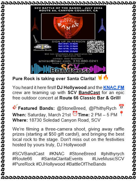 SCV Battle of the Bands Saturday March 21st 2pm to 5pm