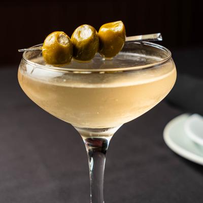 Dirty martini with olives.