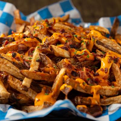 Fries and sliced grilled meat