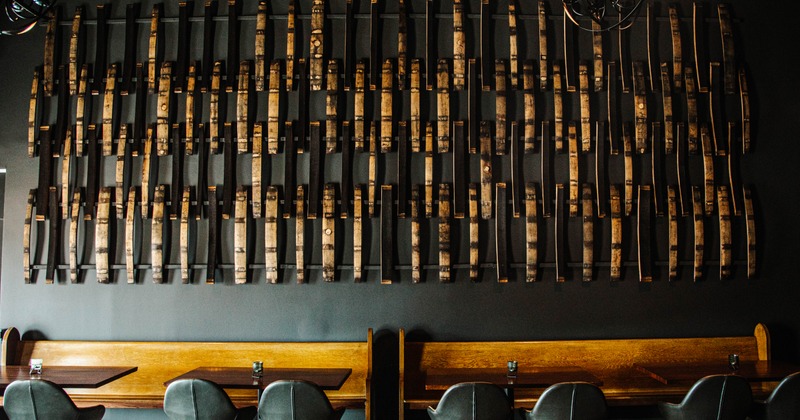 Wooden wall decoration in a seating room