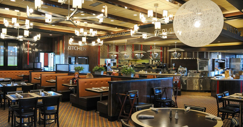 Interior, seating area with guests