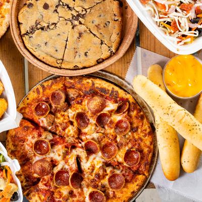 Assorted food dishes.