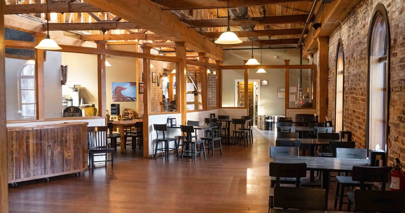 Interior dining area, tables ready for guests