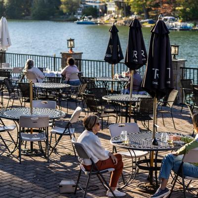 Guests sitting outside.
