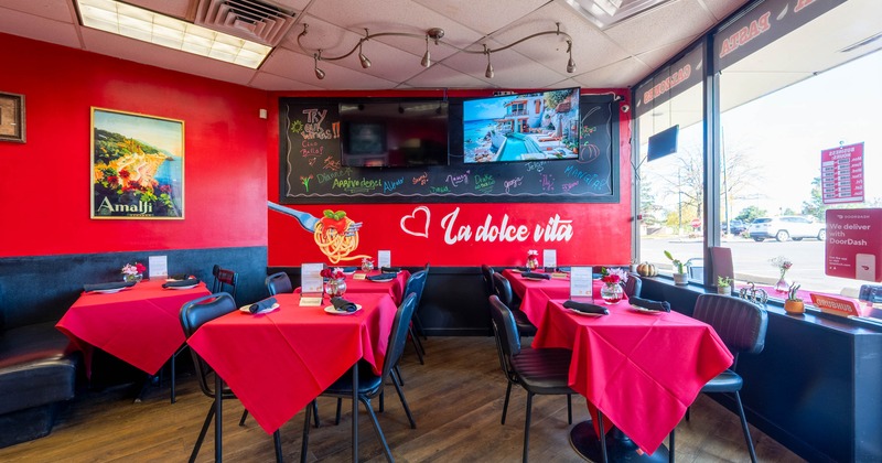 Interior, seating area near the windows