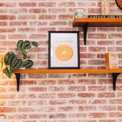 Shelves on the wall.