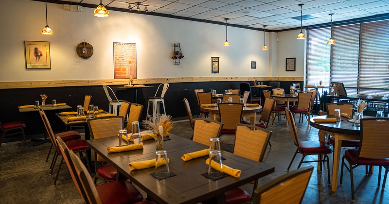 Dining tables ready for guests