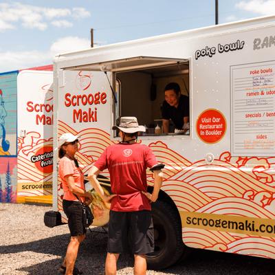 Customers at food truck