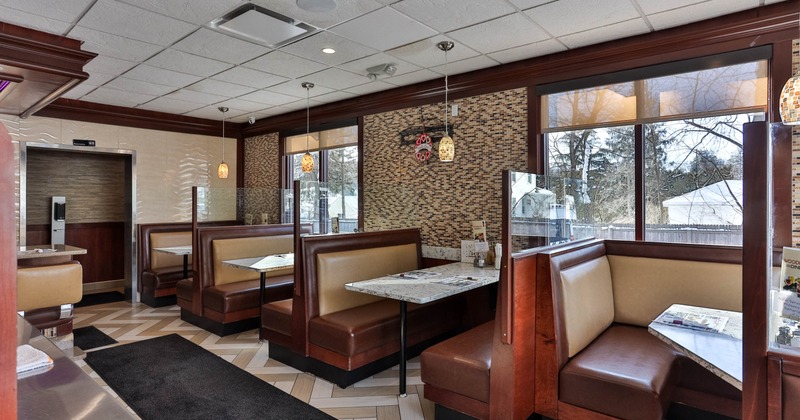 Area with seating booths