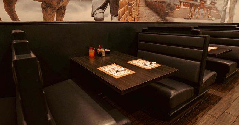 Interior, tables and seating booths