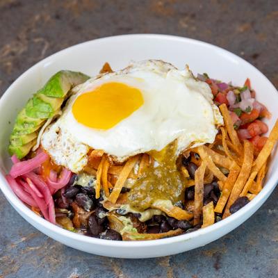 Green enchilada breakfast bowl.