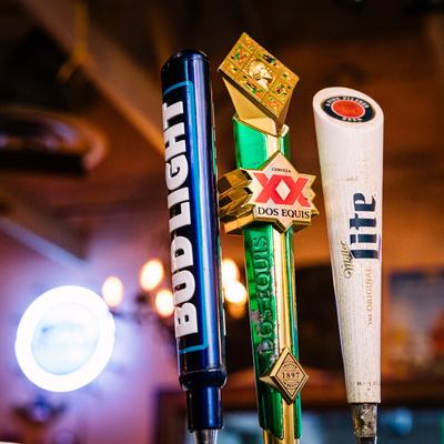 Three beer taps closeup