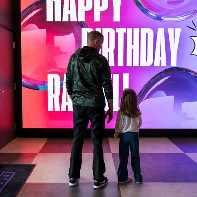 A person and a child.