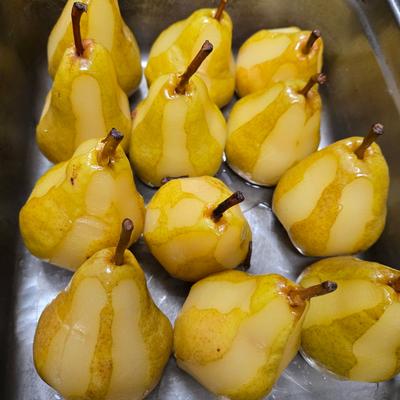 Poached pears.