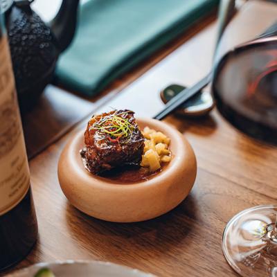 Beef chunk and mango.