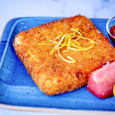 Fried feta cheese with peppered honey.