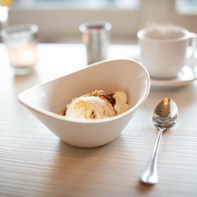 Vanilla Ice Cream, with chocolate sauce, whipped cream, and candied peanuts