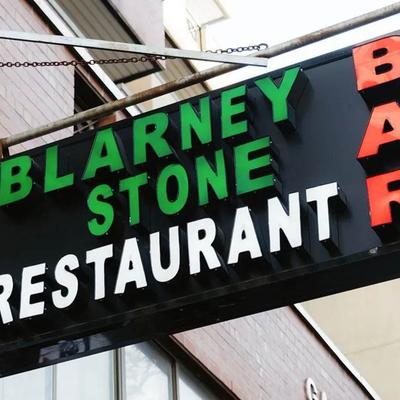 Blarney Stone Restaurant and Bar signage.