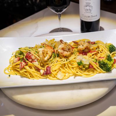 Shrimp pasta.