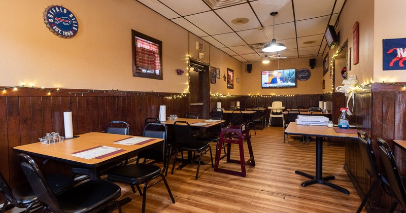 Interior, seating place with tables and baby chair