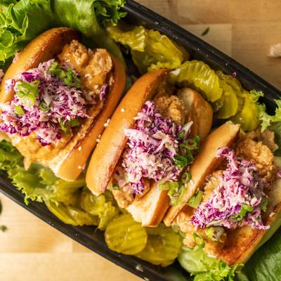 Bang bang shrimp sliders, top view.