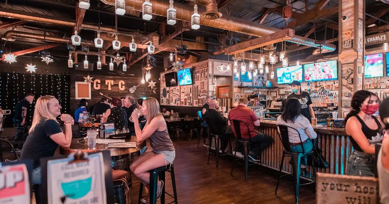 Interior, guests in bar area