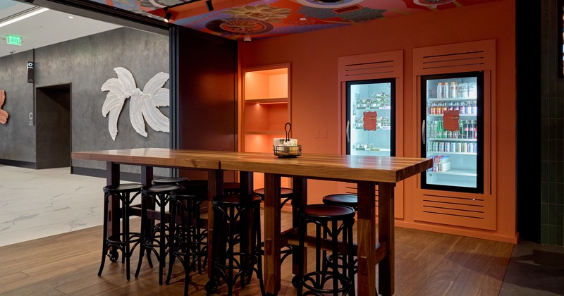 Interior, bar table and chairs