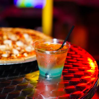 Red and blue cocktail.