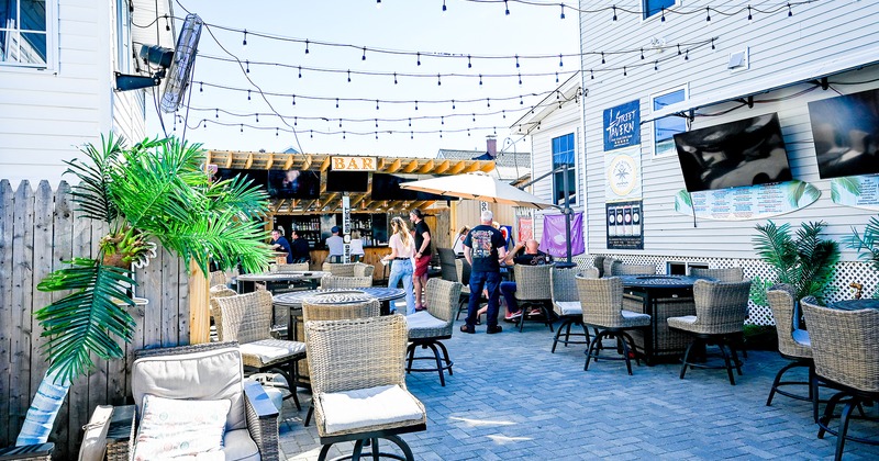 Guests enjoy the outdoor patio