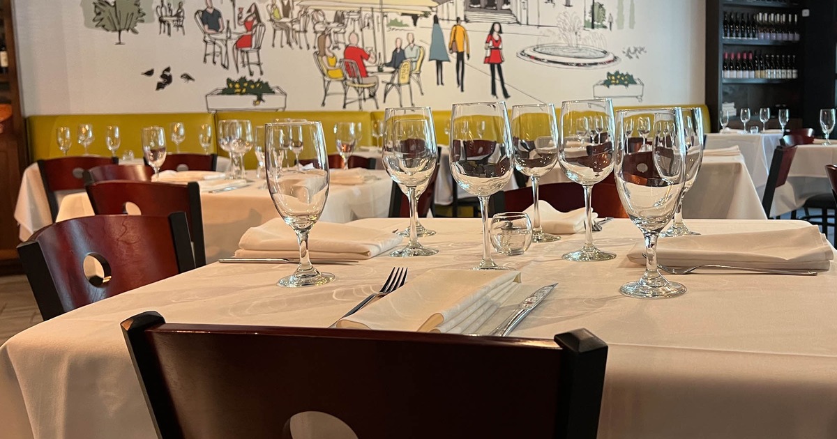 Interior, tables ready for guests