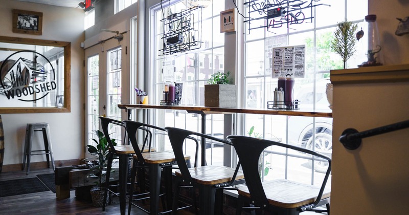 Bar chairs by the window