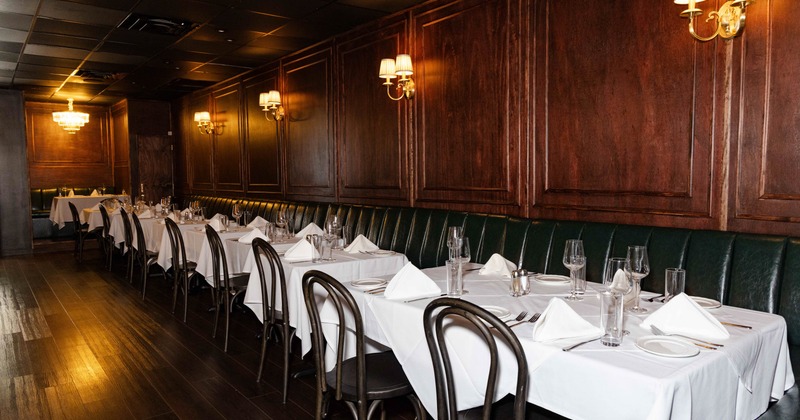 Dining area, set tables ready for guests