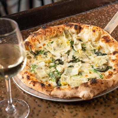 Spinach artichoke pizza