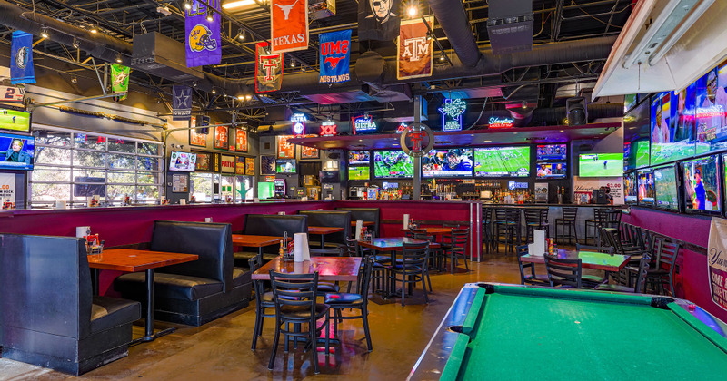 Dining area, tables and restaurant booths