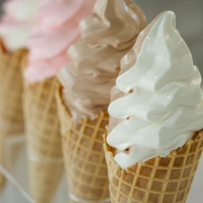 Assorted ice cream cones.