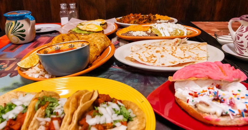 Assortiment of menu items served on the table