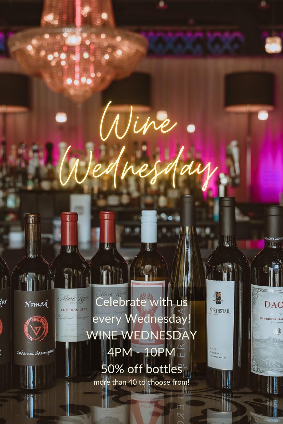 Wine Wednesday - 1/2 Price Bottles! event photo