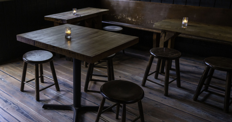 Interior, tables ready for guests