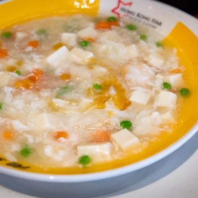 Served seafood tofu soup