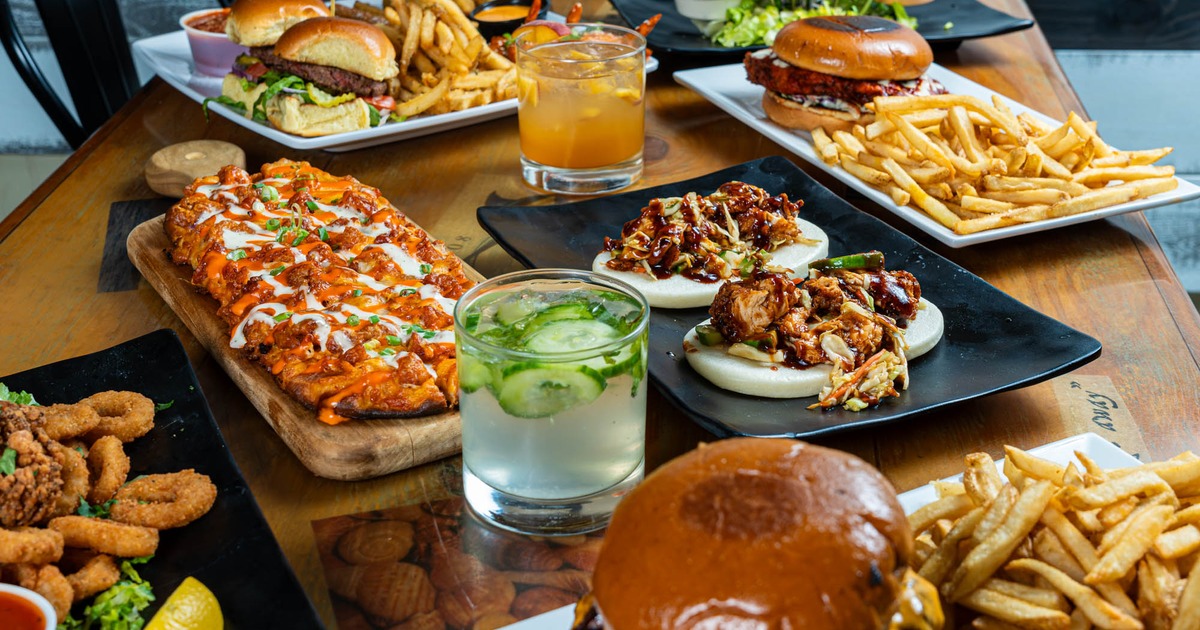 Various food and drinks