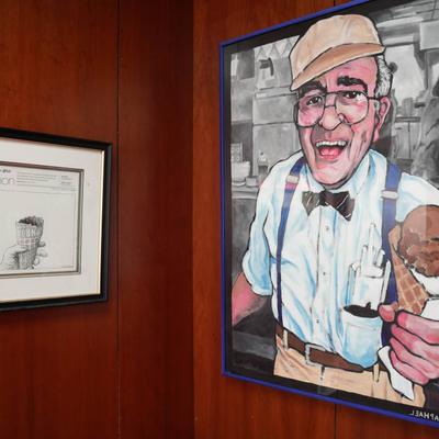 Framed picture and painting.