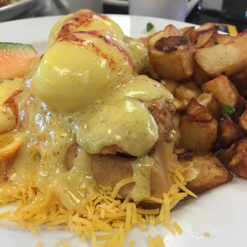 Chicken and Waffle Benedict photo