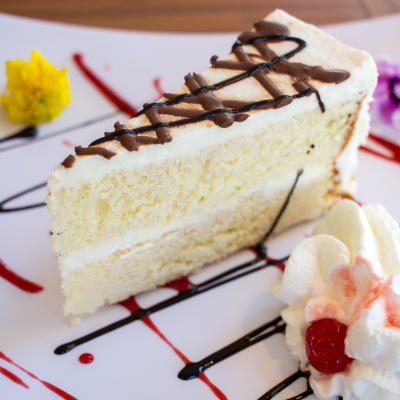 A slice of cake, closeup.