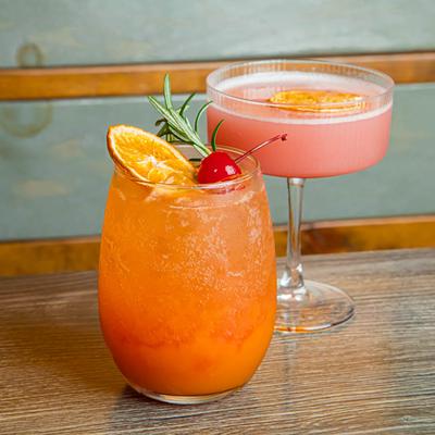 Two refreshing craft cocktails.