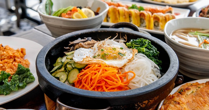 Full table with various food