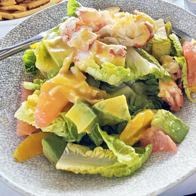 Looking for something light, try the Lobster Salad, with orange, grapefruit, and avocado with a citrus dressing..