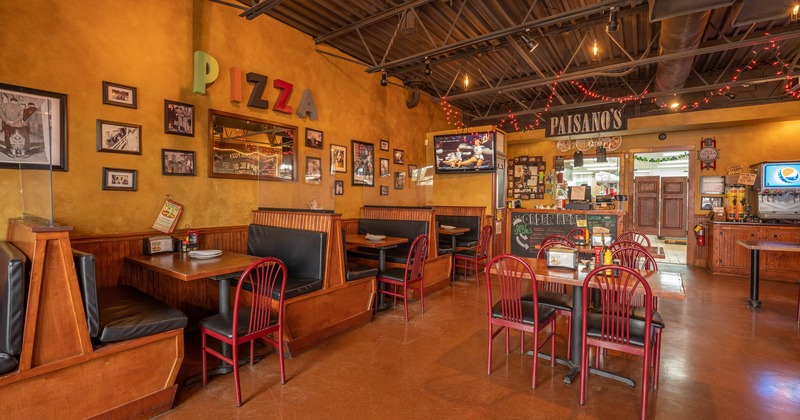 Dining area, restaurant booths, and tables and chairs