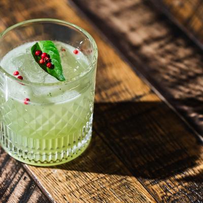 Green cocktail drink.