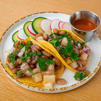 Vegan Tacos, angled view.